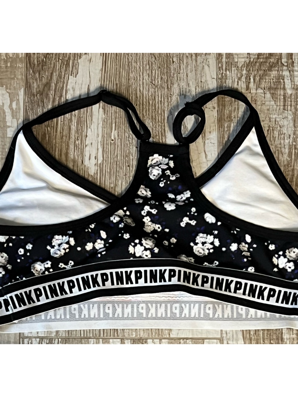 PINK VS Bikini! Gym to Swim Active Red/Black Floral Top & Red/Black Bottom Sz-L! - Picture 4 of 8